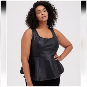 Torrid Peplum Faux Leather Top Plus 5X